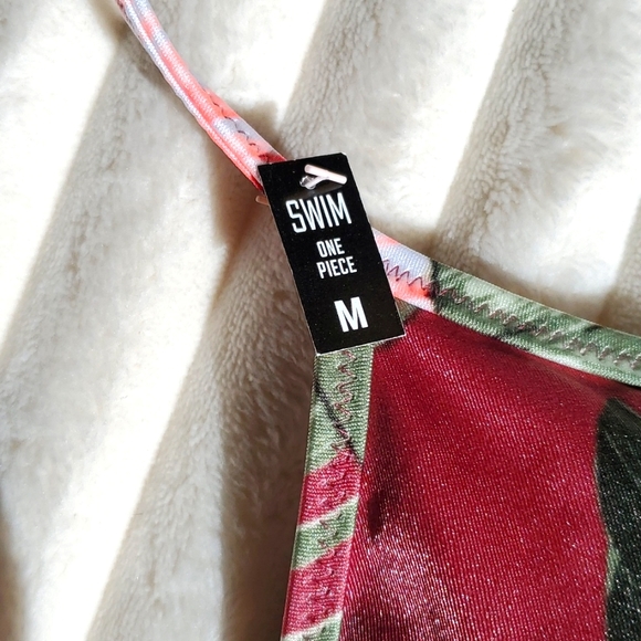 Victoria's Secret Pink Medium Tropical One Piece Plunge Swimsuit - Picture 5 of 10